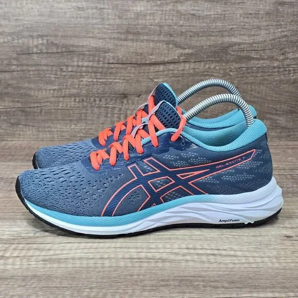 Asics Gel Excite 7 Women's Sz 8.5 Magnetic Blue Orange Running Shoes (1012A562) - Picture 3 of 9